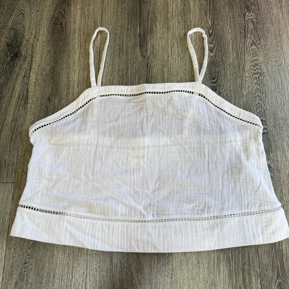 Soma White 100% Cotton Gauze Cropped Cami Size S - Picture 3 of 7